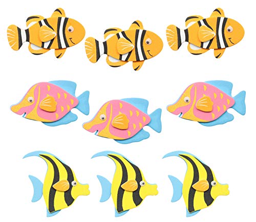 Glorex 6 2247 707 - Moosgummi Sticker Fische, selbstklebend, 12 Stück, sortiert in verschiedenen Motiven, ideal zum Verzieren und Dekorieren von Grußkarten, für Scrapbooking, usw. von Glorex