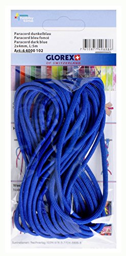 Glorex 6 4000 102 - Paracord dunkelblau, 2 x 4 mm, 5 m lang, hoch reißfestes Nylonseil, zum Knüpfen von Armbändern, Leinen und Bändern von Glorex