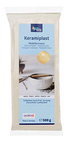 Glorex 6 8070 101 - Keramiplast, lufthärtende Modelliermasse, weiß , ca. 500 g, gebrauchsfertig und geschmeidig, hergestellt auf natürlicher Basis von GLOREX