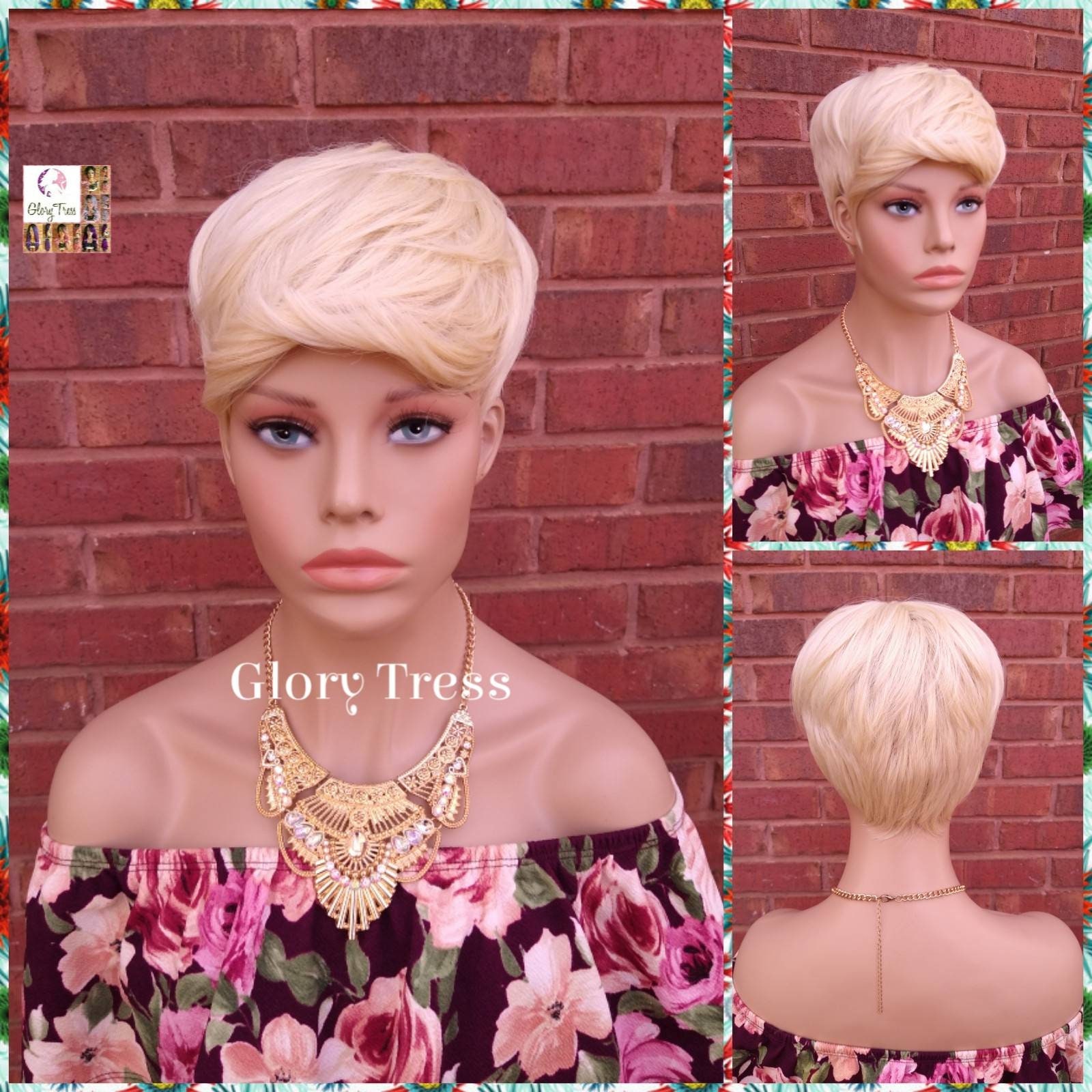 Kurze Razor Cut Full Perücke, Glory Tress, Pixie Frisur, 613 Platinum Blonde On Sale // Jordan von GloryTress