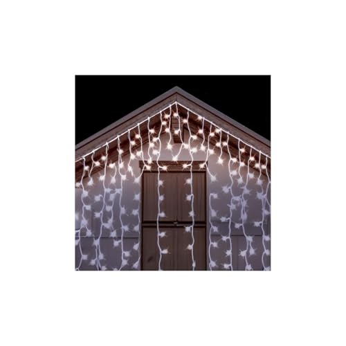 Glowster Flache LED-Eiszapfenlichterkette mit 3AA-Batterie, 5 m x 0,6 m, kaltweiß, ideal zur Dekoration von Veranstaltungen und zur Schaffung einer festlichen Atmosphäre. von Glowster