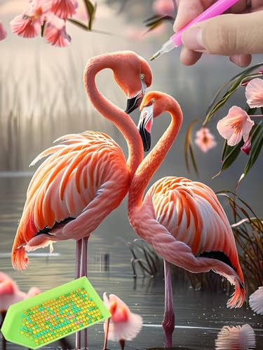 Diamond Painting für Erwachsene Anfänger und Kinder ab 6 Jahre, Flamingo 5D Diamant Painting Bilder, 30x40cm DIY Diamantmalerei Mosaikherstellung Kit für Home Deko, Festivals Geschenke T-194 von Glslmznq