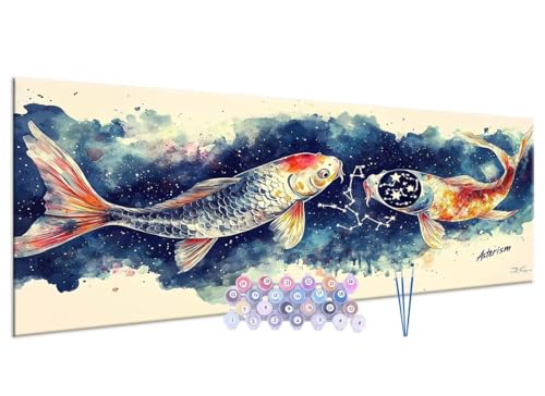 Glslmznq Malen nach Zahlen Kits for Erwachsene Groß, DIY Carpe koï poisson Hand Painted Oil Painting Kit for Beginners, with 3 Brushes and Acrylic Paint, Hand Painted Oil Painting Kit 20x40cm F-237 von Glslmznq