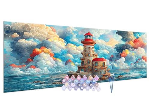 Glslmznq Malen nach Zahlen Kits for Erwachsene Groß, DIY Dessin animé phare Hand Painted Oil Painting Kit for Beginners, with 3 Brushes and Acrylic Paint, Hand Painted Oil Painting Kit 30x60cm F-242 von Glslmznq