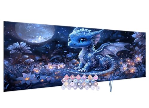 Glslmznq Malen nach Zahlen Kits for Erwachsene Groß, DIY Mignon dinosaure Hand Painted Oil Painting Kit for Beginners, with 3 Brushes and Acrylic Paint, Hand Painted Oil Painting Kit 100x200cm F-252 von Glslmznq