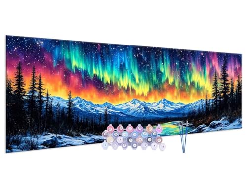 Malen nach Zahlen Children from 5 6 7 8 9 10 Years Girls Paint by Numbers Aurora paysage Adult Children Beginners with Canvas Brushes Acrylic Pigment mit Rahmen for Gifts and Home Dekor 60x120cm H-233 von Glslmznq