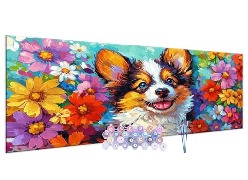 Malen nach Zahlen Children from 5 6 7 8 9 10 Years Girls Paint by Numbers Le chien Corgi Adult Children Beginners with Canvas Brushes Acrylic Pigment mit Rahmen for Gifts and Home Dekor 30x60cm H-246 von Glslmznq