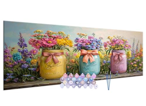 Malen nach Zahlen Children from 5 6 7 8 9 10 Years Girls Paint by Numbers Vase fleurs Adult Children Beginners with Canvas Brushes Acrylic Pigment mit Rahmen for Gifts and Home Dekor 30x60cm H-219 von Glslmznq