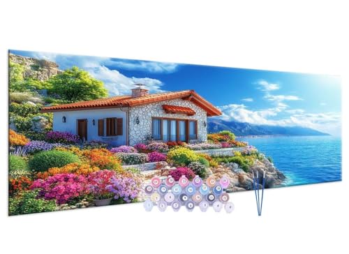 Malen nach Zahlen Erwachsene Chalet vue DIY Painting by Numbers from 7 8 9 Years Girls and Boys, Paint by numbers for Beginners Children with Frame, 3 Brushes and Acrylic Paints, 60x120cm G-429 von Glslmznq