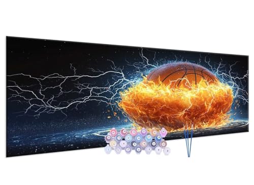 Malen nach Zahlen Erwachsene Flames basketball DIY Painting by Numbers from 7 8 9 Years Girls and Boys, Paint by numbers for Beginners Children with Frame, 3 Brushes and Acrylic Paints, 60x120cm G-231 von Glslmznq