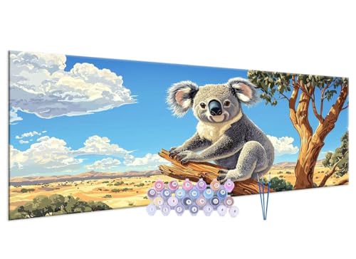 Malen nach Zahlen Erwachsene Koala DIY Painting by Numbers from 7 8 9 Years Girls and Boys, Paint by numbers for Beginners Children with Frame, 3 Brushes and Acrylic Paints, 50x100cm G-244 von Glslmznq