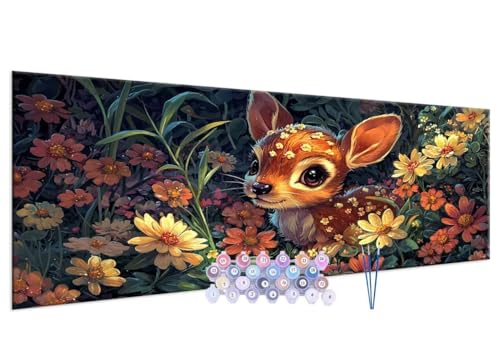 Malen nach Zahlen Erwachsene Mignon animaux DIY Painting by Numbers from 7 8 9 Years Girls and Boys, Paint by numbers for Beginners Children with Frame, 3 Brushes and Acrylic Paints, 50x100cm G-247 von Glslmznq