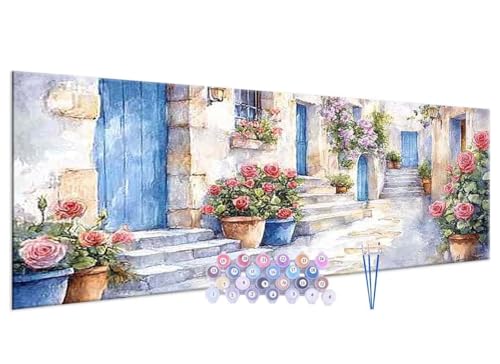 Malen nach Zahlen Erwachsene Street View fleurs DIY Painting by Numbers from 7 8 9 Years Girls and Boys, Paint by numbers for Beginners Children, 3 Brushes and Acrylic Paints, 100x200cm G-236 von Glslmznq