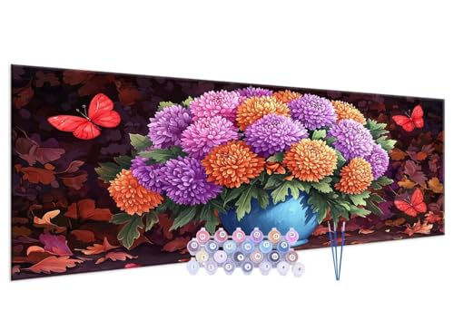 Malen nach Zahlen Erwachsene Vase papillons DIY Painting by Numbers from 7 8 9 Years Girls and Boys, Paint by numbers for Beginners Children with Frame, 3 Brushes and Acrylic Paints, 100x200cm G-218 von Glslmznq