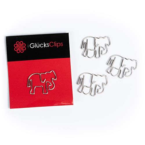 Büroklammern, 11x Büroklammer Motiv Elefant, als Deko oder Lesezeichen. Paperclip I Paper Clips, Briefklammer oder Bookmark, für Büro oder Zuhause, C002 von Charm Foot