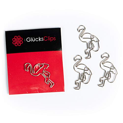 Büroklammern, 11x Büroklammer Motiv Flamingo, als Deko oder Lesezeichen. Paperclip I Paper Clips, Briefklammer oder Bookmark, für Büro oder Zuhause, C023 von GlückClips