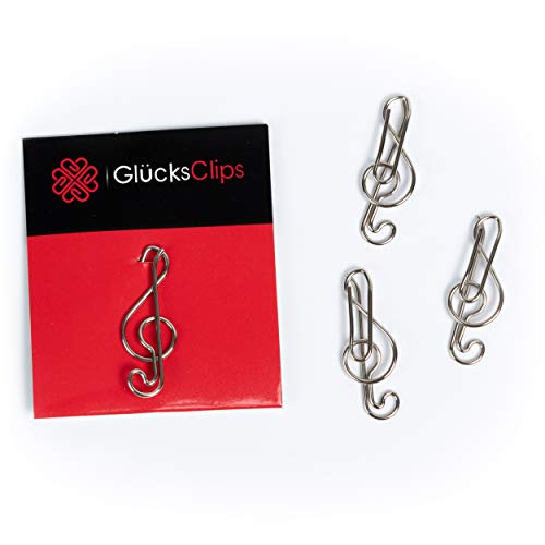 Büroklammern, 11x Büroklammer Motiv Notenschlüssel, als Deko oder Lesezeichen. Paperclip I Paper Clips, Briefklammer oder Bookmark, für Büro oder Zuhause, C008 von GlückClips