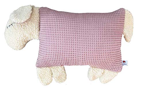 Glückspilz Kuscheltier mit Namen Bestickt | Stofftier Schaf | personalisiertes Kuscheltier Baby I Plüschtier | Waffelpique I Rosa von Glückspilz-Shop