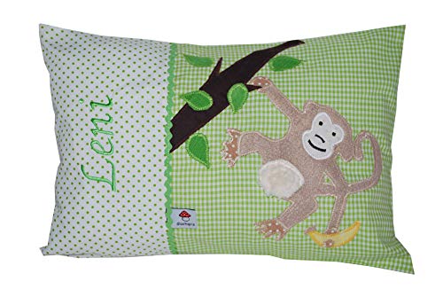 Glückspilz Namenskissen Babykissen I AFFE (Grün, 25 x 35 cm) von Glückspilz-Shop