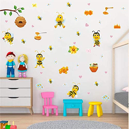 Wandaufkleber Biene Deko Wandtattoo Selbstklebend Wandsticker Wand Aufkleber Wanddeko Wandbilder für Kinder Mädchen Junge Kinderzimmer Spielzimmer Schlafzimmer Dekorationen (A, One size) von Glücksvogel