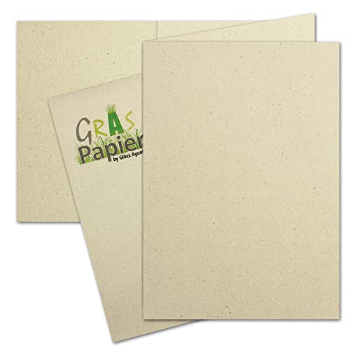 100x ÖKO Faltkarte aus Graspapier DIN A6-10,5 x 14,8 cm - Recycling Papier 280 g/m² - Umwelt Bastelpapier für Einladungen und Grußkarten - Glüxx Agent von Glüxx-Agent