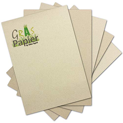 200x ÖKO Briefpapier aus Graspapier DIN A4 - Recycling Papier 120 g/m² - Umwelt Bastelpapier für Einladungen oder Menükarte - Glüxx Agent von Glüxx Agent