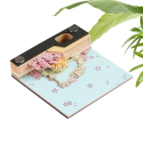 3D-Haftnotizkalender, 3D-Notizblock, Büro-Notizblock, ästhetische Haftnotizen am Arbeitsplatz | handgerissener Papier-Illustrationsblock mit Po-Displaybox von Glugahrif