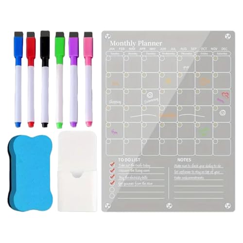 Magnetischer Acryl-Kalender für Kühlschrank, Acryl-Kalender für Kühlschrank, Whiteboard-Planer mit klarem Acrylmagnet, Whiteboard für Kühlschrank, Notizblock von Glugahrif