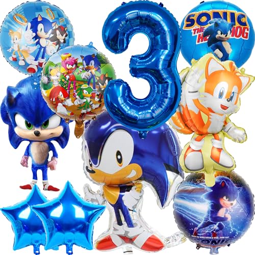 Kinder Geburtstag Party Dekoration Ballon Kit-10 Stück- Blaues Igel Blue Hedgehog (3-Jahr) von Glurak