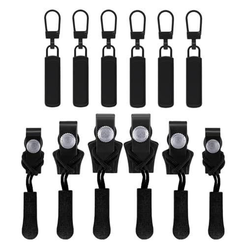 Glvomazty 12 Stück Reißverschluss Ersatz Zipper Reissverschluss Anhänger Metall Zipper Pull Rreißverschluss Reparatur Set für Koffer，Mantel, Stiefel, Jacken, rucksäcke von Glvomazty