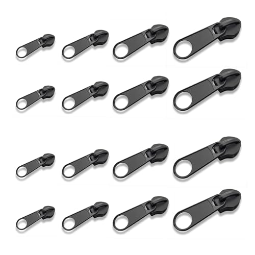 Glvomazty Metall Zipper Pull Zipper, Reißverschluss Zipper Ersatz Reissverschluss Zipper Reparatur Reißverschluss zipper für Rucksäcke, Jacken (Nicht abschließbarer Reißverschlusskopf 16PCS) von Glvomazty