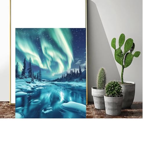 Gmeignl Malen Nach Zahlen Erwachsene Aurora Malen Nach Zahlen Winter Malen Nach Zahlen ab 9 Jahre Mädchen, Malen Nach Zahlen Kinder Bastelset Erwachsene,für Home Haus Deko (Rahmenlos) 90x120cm C-727 von Gmeignl