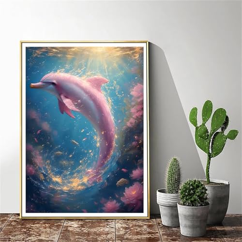 Gmeignl Malen Nach Zahlen Erwachsene Delphin Malen Nach Zahlen Blume Malen Nach Zahlen ab 9 Jahre Mädchen, Malen Nach Zahlen Kinder Bastelset Erwachsene,für Home Haus Deko (Rahmenlos) 20x30cm C-1043 von Gmeignl