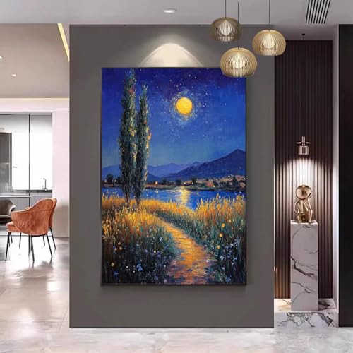 Gmeignl Malen Nach Zahlen Erwachsene Mond Malen Nach Zahlen Landschaft Malen Nach Zahlen ab 9 Jahre Mädchen, Malen Nach Zahlen Kinder Bastelset Erwachsene,für Home Haus Deko (Rahmenlos) 90x120cm C-76 von Gmeignl