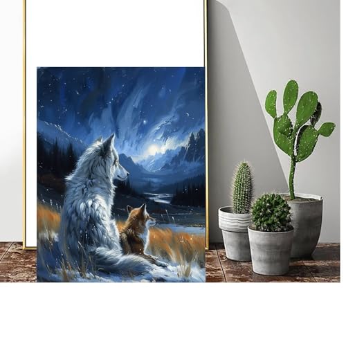 Gmeignl Malen Nach Zahlen Erwachsene Wolf Malen Nach Zahlen Landschaft Malen Nach Zahlen ab 9 Jahre Mädchen, Malen Nach Zahlen Kinder Bastelset Erwachsene,für Home Haus Deko (Rahmenlos) 60x80cm C-688 von Gmeignl