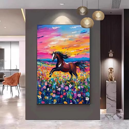 Malen Nach Zahlen Blume Malen Nach Zahlen Erwachsene Horse Malen Nach Zahlen kinder Paint by Numbers Handgemalt ölgemälde ,Pinseln und Acrylfarbe kreativ Set für Erwachsene (Rahmenlos) 100x130cm C-19 von Gmeignl