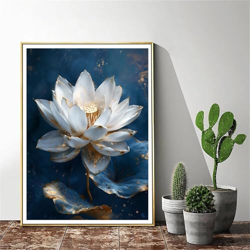 Malen Nach Zahlen Blume Malen Nach Zahlen Erwachsene Lotus Malen Nach Zahlen kinder Paint by Numbers Handgemalt ölgemälde ,Pinseln und Acrylfarbe kreativ Set für Erwachsene (Rahmenlos) 70x90cm C-1063 von Gmeignl