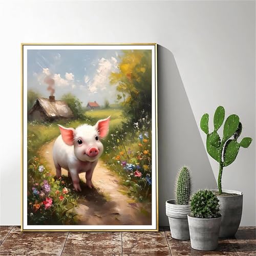 Malen Nach Zahlen Blume Malen Nach Zahlen Erwachsene Schwein Malen Nach Zahlen kinder Paint by Numbers Handgemalt ölgemälde ,Pinseln Acrylfarbe kreativ Set für Erwachsene (Rahmenlos) 30x40cm C-1025 von Gmeignl