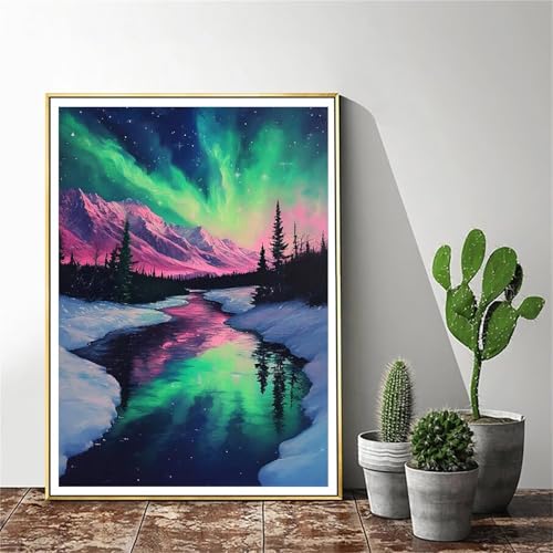 Malen Nach Zahlen Erwachsene Aurora Malen Nach Zahlen Landschaft Malen Nach Zahlen ab 9 Jahre Mädchen, Malen Nach Zahlen Kinder Bastelset Erwachsene ,für Home Haus Deko (Rahmenlos) 30x40cm C-1059 von Gmeignl