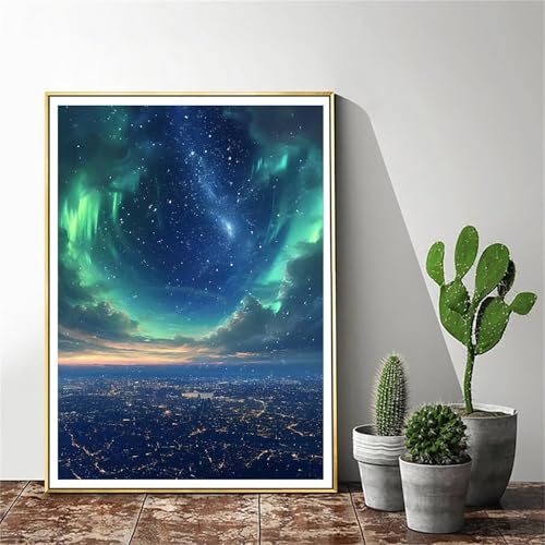 Malen Nach Zahlen Erwachsene Aurora Malen Nach Zahlen Landschaft Malen Nach Zahlen ab 9 Jahre Mädchen, Malen Nach Zahlen Kinder Bastelset Erwachsene ,für Home Haus Deko (Rahmenlos) 50x70cm C-1035 von Gmeignl