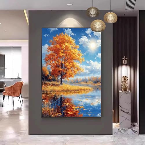 Malen Nach Zahlen Erwachsene Baum Malen Nach Zahlen Herbst Malen Nach Zahlen ab 9 Jahre Mädchen, Malen Nach Zahlen Kinder Bastelset Erwachsene ,für Home Haus Deko Geschenke (Rahmenlos) 100x130cm C-47 von Gmeignl