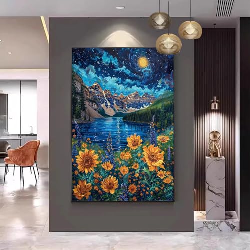 Malen Nach Zahlen Erwachsene Blume Malen Nach Zahlen Landschaft Malen Nach Zahlen ab 9 Jahre Mädchen, Malen Nach Zahlen Kinder Bastelset Erwachsene ,für Home Haus Deko (Rahmenlos) 90x120cm C-22 von Gmeignl