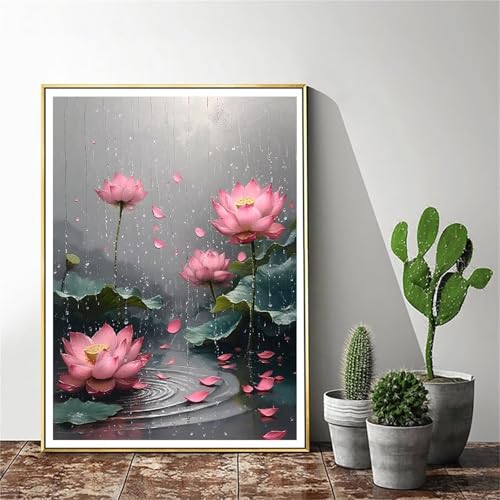 Malen Nach Zahlen Erwachsene Blume Malen Nach Zahlen Lotus Malen Nach Zahlen ab 9 Jahre Mädchen, Malen Nach Zahlen Kinder Bastelset Erwachsene ,für Home Haus Deko Geschenke (Rahmenlos) 40x50cm C-1052 von Gmeignl