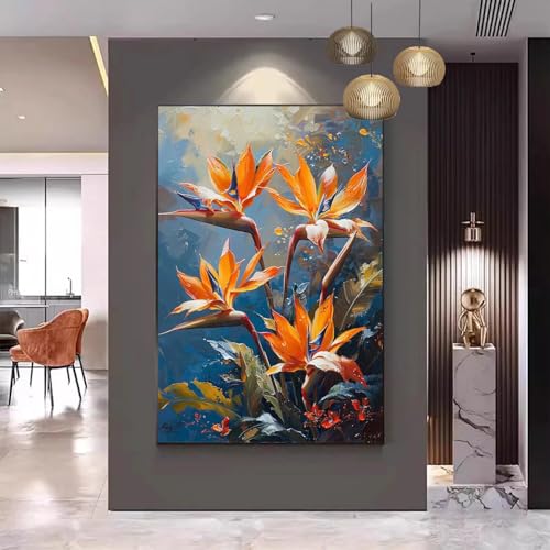 Malen Nach Zahlen Erwachsene Blume Malen Nach Zahlen Orange Farbe Malen Nach Zahlen ab 9 Jahre Mädchen, Malen Nach Zahlen Kinder Bastelset Erwachsene ,für Home Haus Deko (Rahmenlos) 100x130cm C-95 von Gmeignl