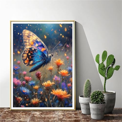 Malen Nach Zahlen Erwachsene Blume Malen Nach Zahlen Schmetterling Malen Nach Zahlen ab 9 Jahre Mädchen, Malen Nach Zahlen Kinder Bastelset Erwachsene ,für Home Haus Deko (Rahmenlos) 50x70cm C-1023 von Gmeignl