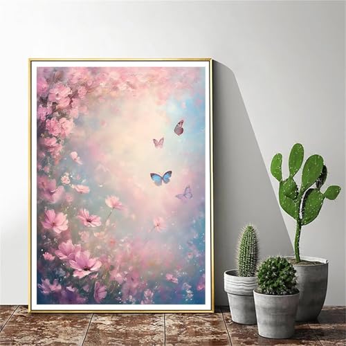 Malen Nach Zahlen Erwachsene Blume Malen Nach Zahlen Schmetterling Malen Nach Zahlen ab 9 Jahre Mädchen, Malen Nach Zahlen Kinder Bastelset Erwachsene ,für Home Haus Deko (Rahmenlos) 90x120cm C-1072 von Gmeignl