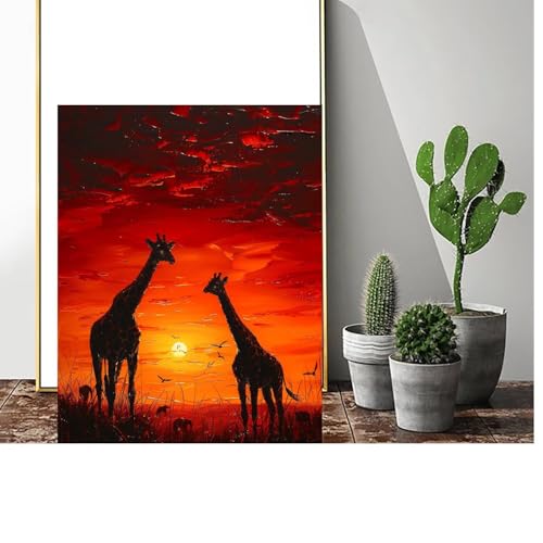 Malen Nach Zahlen Erwachsene Giraffe Malen Nach Zahlen Landschaft Malen Nach Zahlen ab 9 Jahre Mädchen, Malen Nach Zahlen Kinder Bastelset Erwachsene ,für Home Haus Deko (Rahmenlos) 35x45cm C-751 von Gmeignl