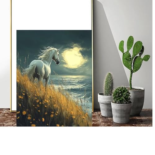 Malen Nach Zahlen Erwachsene Horse Malen Nach Zahlen Blume Malen Nach Zahlen ab 9 Jahre Mädchen, Malen Nach Zahlen Kinder Bastelset Erwachsene ,für Home Haus Deko Geschenke (Rahmenlos) 70x90cm C-716 von Gmeignl