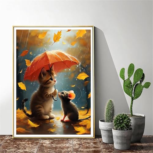 Malen Nach Zahlen Erwachsene Katze Malen Nach Zahlen Maus Malen Nach Zahlen ab 9 Jahre Mädchen, Malen Nach Zahlen Kinder Bastelset Erwachsene,für Home Haus Deko Geschenke (Rahmenlos) 90x120cm C-1039 von Gmeignl