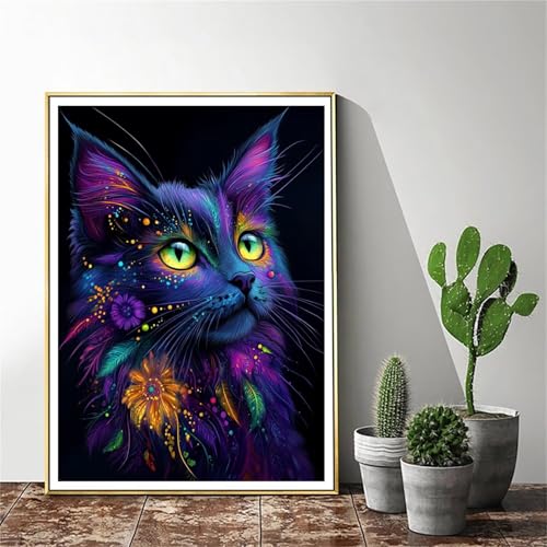 Malen Nach Zahlen Erwachsene Katze Malen Nach Zahlen Tier Malen Nach Zahlen ab 9 Jahre Mädchen, Malen Nach Zahlen Kinder Bastelset Erwachsene ,für Home Haus Deko Geschenke (Rahmenlos) 60x80cm C-460 von Gmeignl